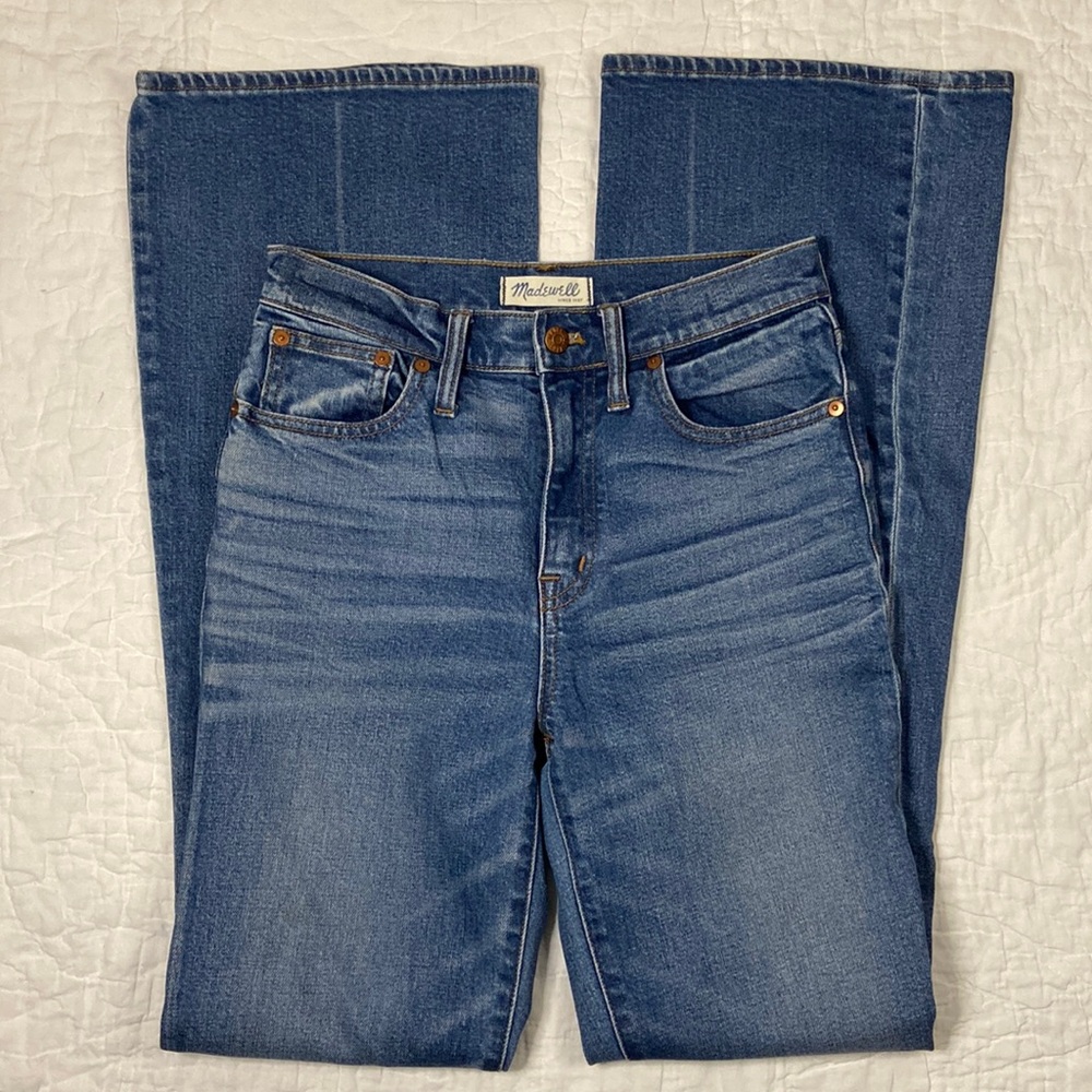 Madewell Blue Flare Jeans with Subtle Fading